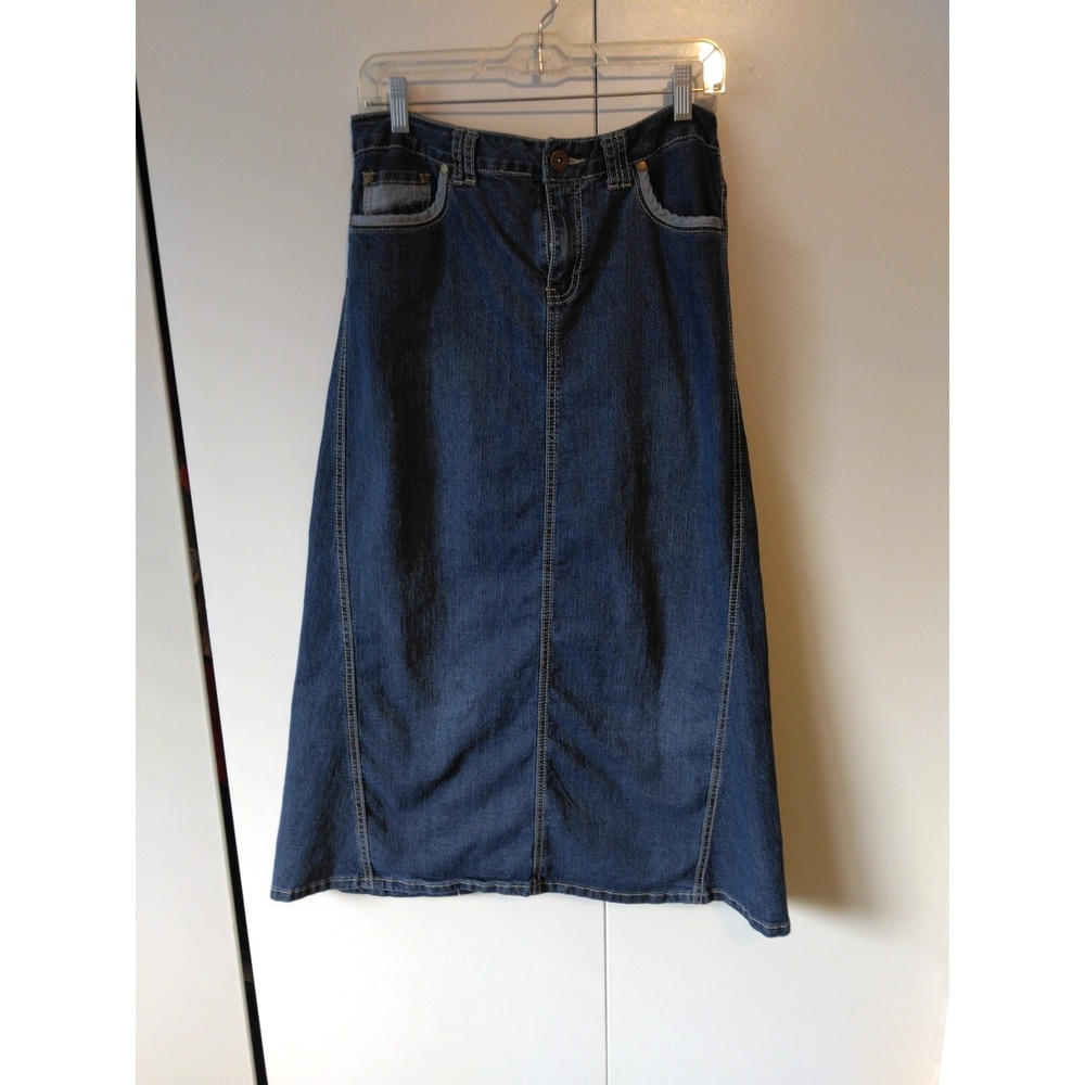 Womens Denim Maxi Skirt Size 10 A line Boho Western Cowgirl Modest Minimalist